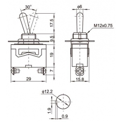 PRZELACZNIK 3 PIN METAL ON/ON 12-230V TS-302